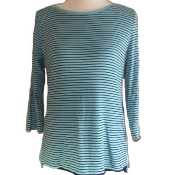 Talbots Teal Boatneck Stretch Tee - Picture 1 of 8